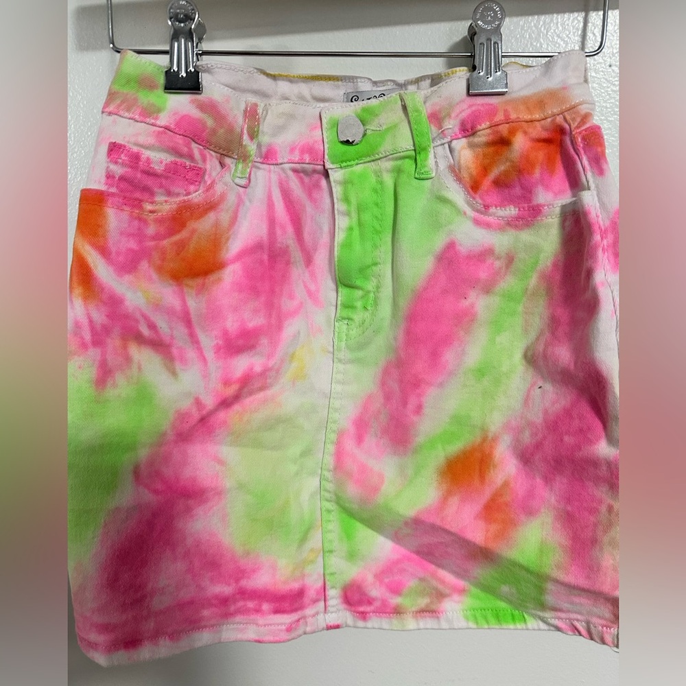SWANK Pink and Green Mini Pencil Skirt Casual Resort Wear